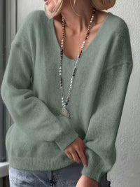 Yalitan – Langarmpullover mit V-Ausschnitt – Grün