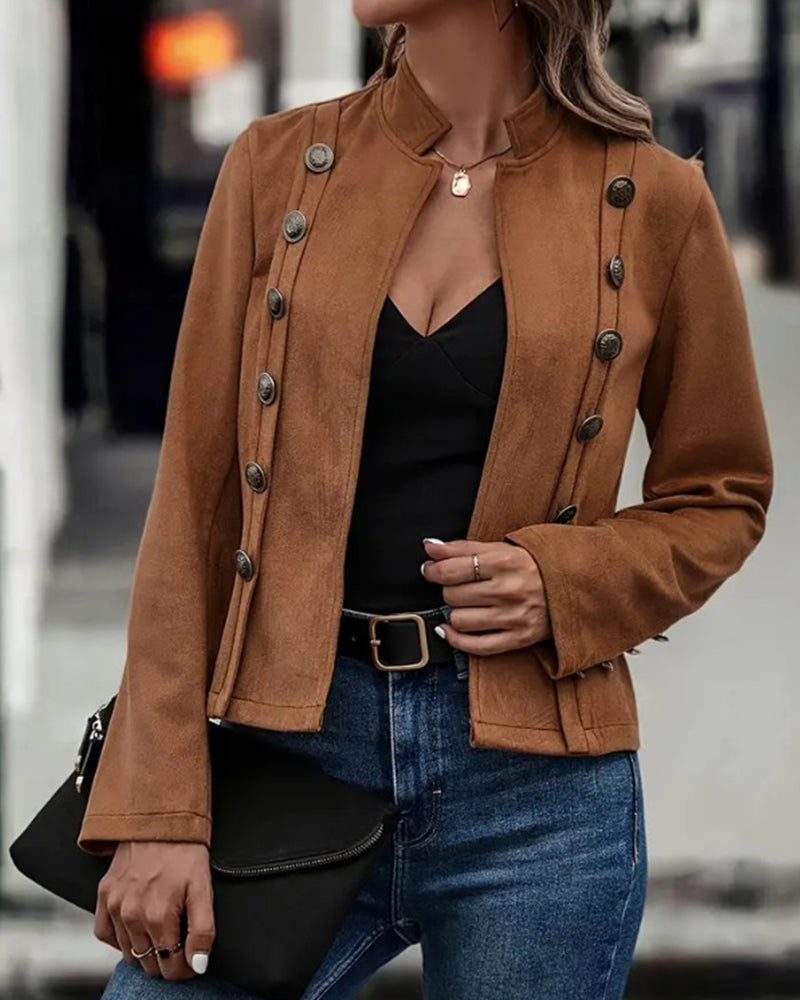 Aenne™ - Stilvolle zweireihige einfarbige Jacke