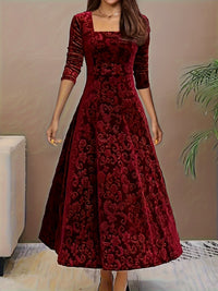 Clara | Stylisches Samtkleid für den Urlaub – Rot