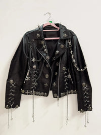 Unisexjacke | Biker-Ausführung mit Metall­elementen – Schwarz