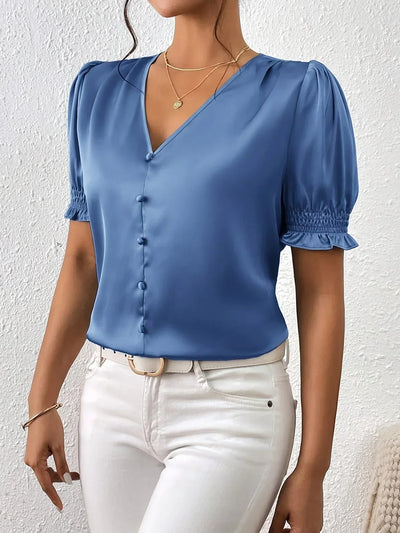 Abella™| Elegante Bluse Mit V-Ausschnitt Und Puffärmeln