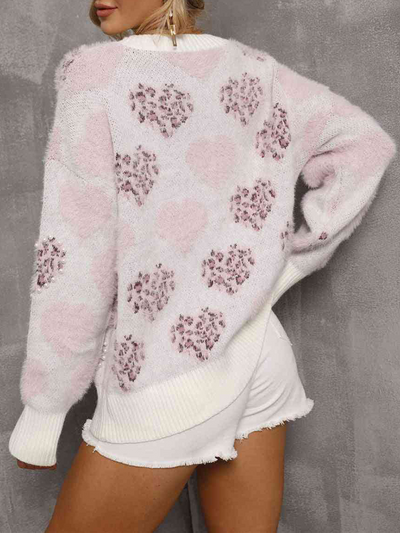 Poimera | Flauschiger Pullover mit Herzmustern