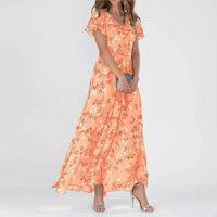 Miranda | Elegantes Blumenkleid - schick und anmutig – Orange