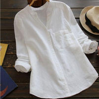 Bluse Damen Langarm Stehkragen – Weiß