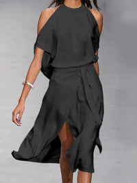 Heidi-Mode | Lässiges Off-Shoulder Midi-Kleid – Schwarz
