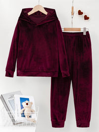 Tiferet - Elegantes Set Aus Kapuzen Pullover Und Hose – Bordeaux