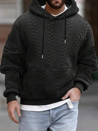 Justus – Langärmeliger Strickpullover Mit Kapuze – Schwarz