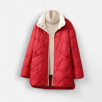 Leichte Damenjacke mit warmer Füllung und wellenförmiger Steppung - mittellang – Rot