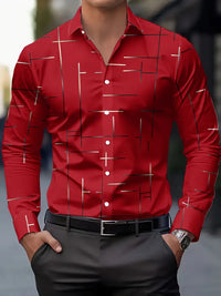 Nerio - Langarmhemd Mit Geometrischem Drucken – Rot