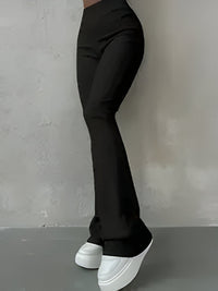 Alessandra | Lässige gerippte einfache schmale Leggings – Schwarz