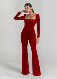 Valeria | Jumpsuit mit detailreichem Ausschnitt – Rot