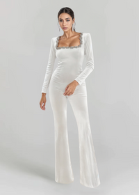Valeria | Jumpsuit mit detailreichem Ausschnitt – Weiß