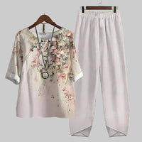 Felicitas | Damen Schmetterling Print Freizeitset – Weiß