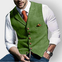 Felix | Herren Slim-Fit Tweed Gilet mit Brusttasche – Grün