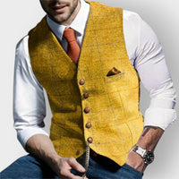 Felix | Herren Slim-Fit Tweed Gilet mit Brusttasche – Gelb