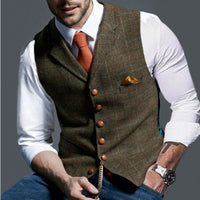 Felix | Herren Slim-Fit Tweed Gilet mit Brusttasche – Braun