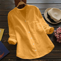Bluse Damen Langarm Stehkragen – Gelb