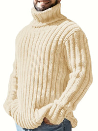 Lysander – Pullover Mit Hohem Kragen Und Rippstrick – Beige