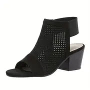 Clarrise - Damen-Sandalen mit klobigen Absätzen – Schwarz