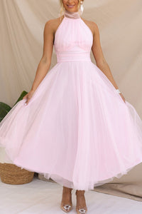Phoebe - Kleid mit langem Rock – Rosa