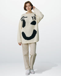 Oversized Strickpullover für Damen – Aprikose