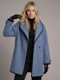 Eleganter Damen Kurzmantel in gerader Passform – Blau
