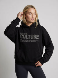 Unisex Hoodie in kurzer Länge mit Druckmuster – Schwarz