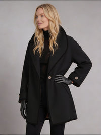 Eleganter Damen Kurzmantel in gerader Passform – Schwarz