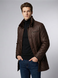 Steppjacke für Herren mit Kragen – Braun