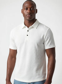 T-Shirt für Herren mit halber Knopfleiste und Polokragen – Weiß