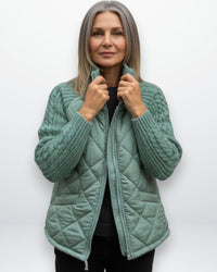 Stepp Strickjacke für Damen mit geripptem Kragen – Blau