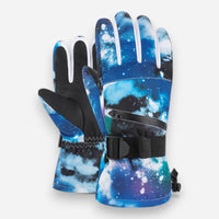 Warme Skihandschuhe mit weichem Innenfutter und Reißverschlusstasche – Blau