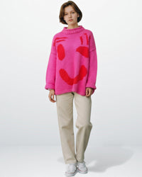 Oversized Strickpullover für Damen – Rosa