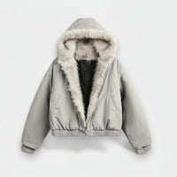 Winterjacke mit warmem Futter und flauschiger Kapuze | Unisex – Grau