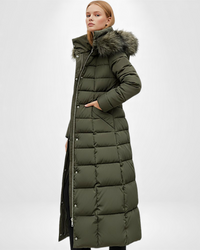 Damen Puffermantel mit Kapuze für Winter – Grün