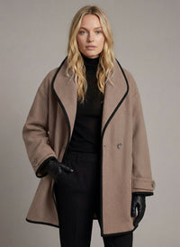 Eleganter Damen Kurzmantel in gerader Passform – Taupe