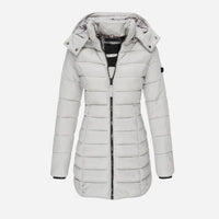 Taillierter Winter-Puffermantel für Damen – Grau