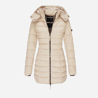 Taillierter Winter-Puffermantel für Damen – Beige