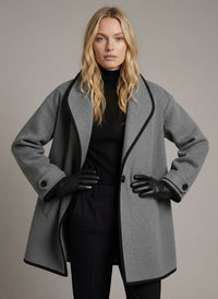 Eleganter Damen Kurzmantel in gerader Passform – Grau