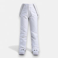 Warme Skihose für Damen mit bequemem Über-Boot Beinabschluss – einfarbig – Weiß