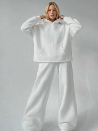 Oversized Hoodie-Set mit weiter Hose für Damen – Weiß