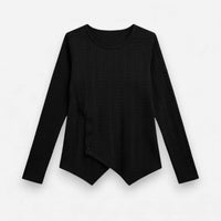 Elegantes Langarmshirt Damen mit Asymmetrischem Saum – Schwarz