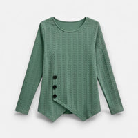 Elegantes Langarmshirt Damen mit Asymmetrischem Saum – Grün