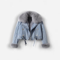 Winterjacke für Damen mit flauschigem Schalkragen und Flauschiges Futter – Hellblau