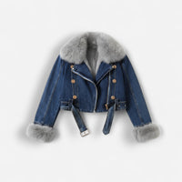 Winterjacke für Damen mit flauschigem Schalkragen und Flauschiges Futter – Dunkelblau