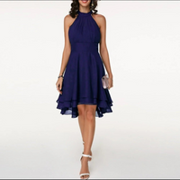 Fließendes Neckholderkleid für Damen | Mini – Dunkelblau