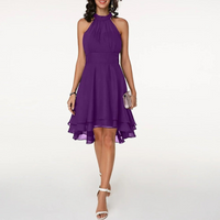 Fließendes Neckholderkleid für Damen | Mini – Lila