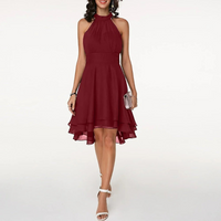 Fließendes Neckholderkleid für Damen | Mini – Rot
