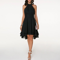 Fließendes Neckholderkleid für Damen | Mini – Schwarz