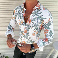 Floriano | Herren Langarm Hemd mit Blumenmuster – Turkis